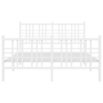 Metal Bed Frame without Mattress with Footboard White 137x190cm