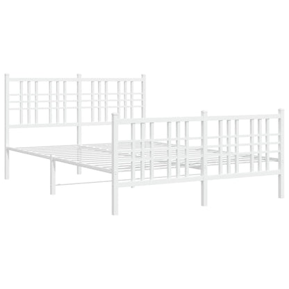 Metal Bed Frame without Mattress with Footboard White 140x190cm