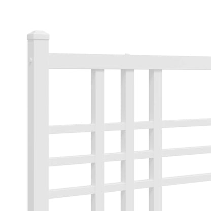 Metal Bed Frame without Mattress with Footboard White 140x190cm