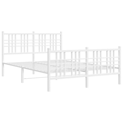 Metal Bed Frame without Mattress with Footboard White 140x200cm
