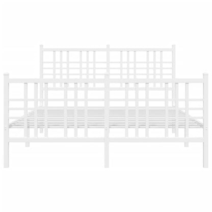 Metal Bed Frame without Mattress with Footboard White 140x200cm
