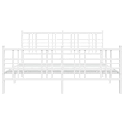 Metal Bed Frame without Mattress with Footboard White 150x200cm