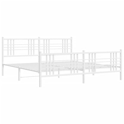 Metal Bed Frame without Mattress with Footboard White 180x200cm