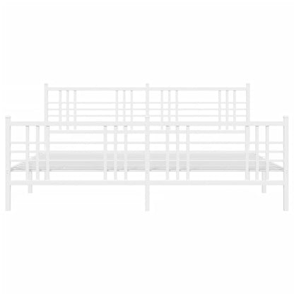 Metal Bed Frame without Mattress with Footboard White 180x200cm