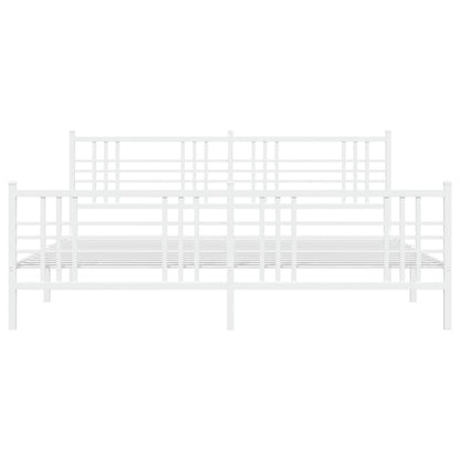 Metal Bed Frame without Mattress with Footboard White 183x213cm