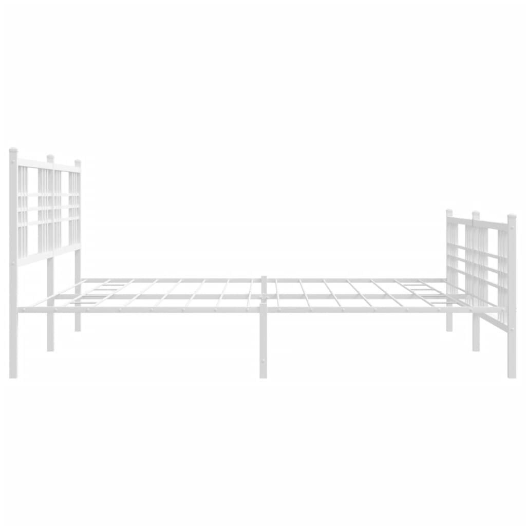 Metal Bed Frame without Mattress with Footboard White 183x213cm