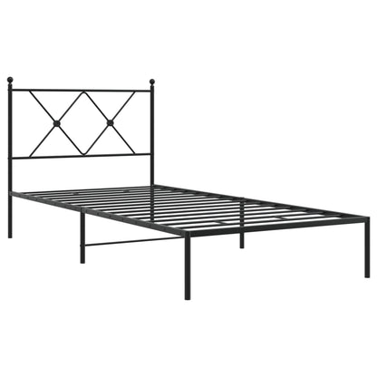 Metal Bed Frame without Mattress with Headboard Black 90x190cm