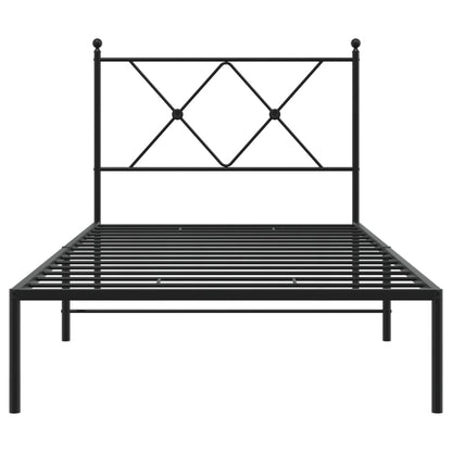Metal Bed Frame without Mattress with Headboard Black 90x190cm