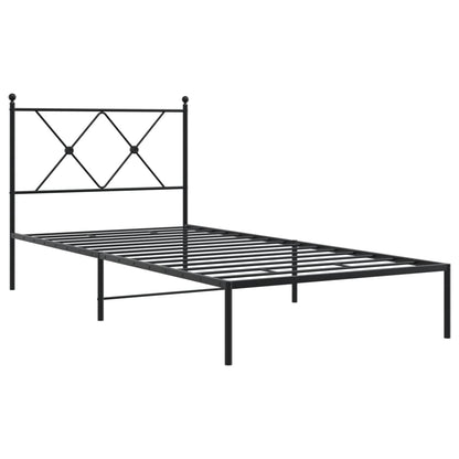 Metal Bed Frame without Mattress with Headboard Black 90x200cm