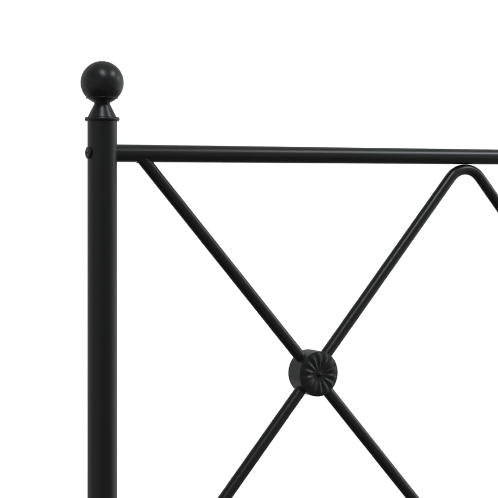 Metal Bed Frame without Mattress with Headboard Black 90x200cm