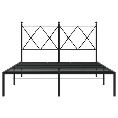 Metal Bed Frame without Mattress with Headboard Black 120x190cm