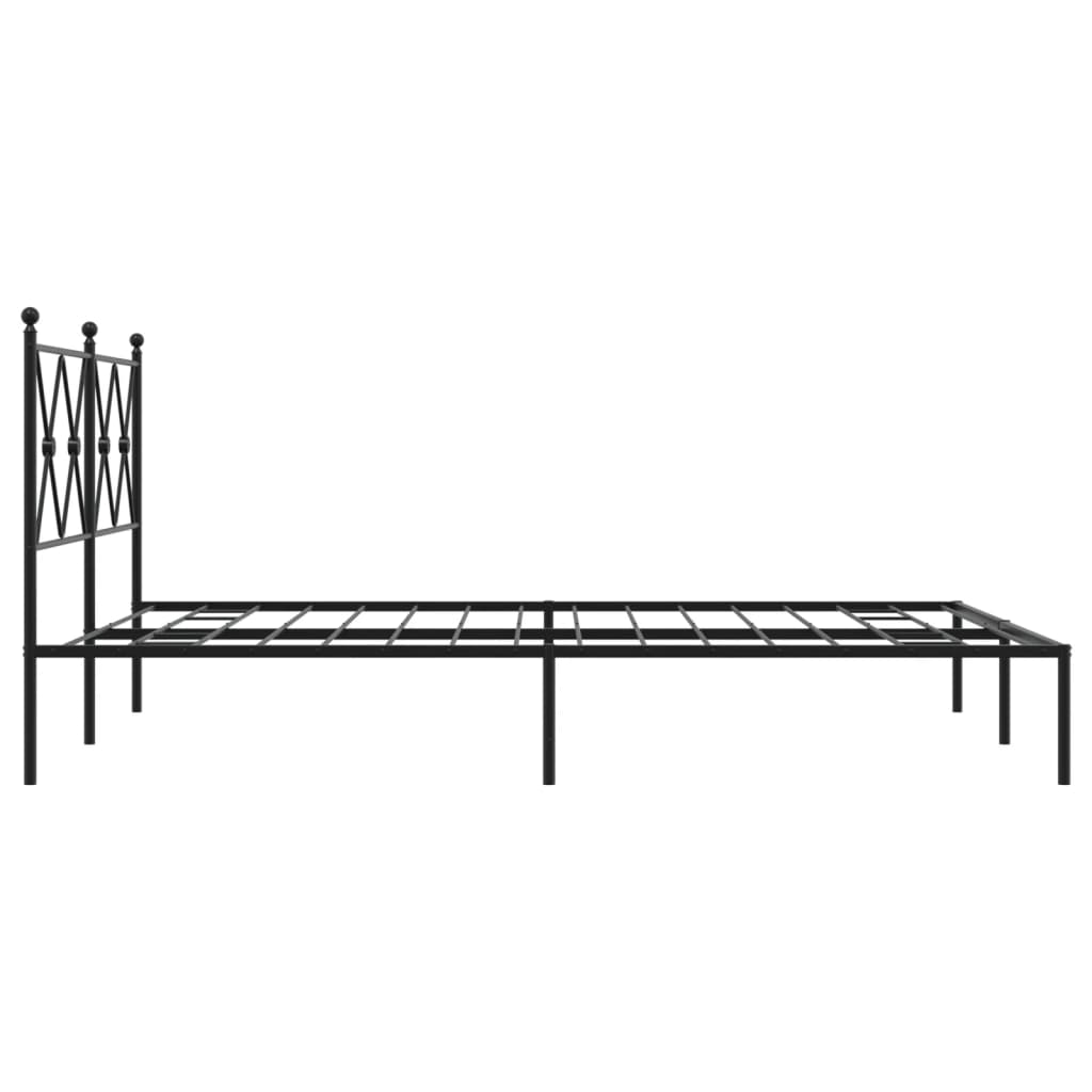 Metal Bed Frame without Mattress with Headboard Black 140x200cm