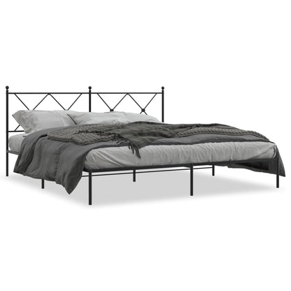 Metal Bed Frame without Mattress with Headboard Black 183x213cm