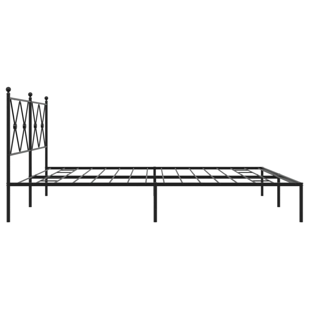 Metal Bed Frame without Mattress with Headboard Black 183x213cm
