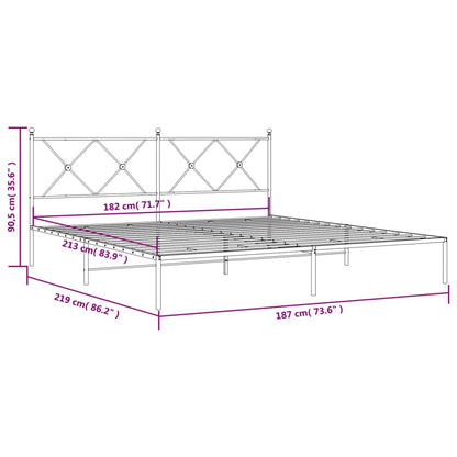 Metal Bed Frame without Mattress with Headboard Black 183x213cm