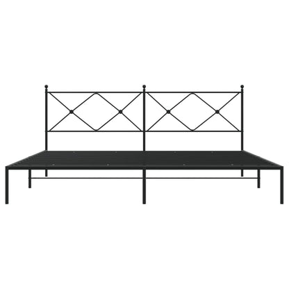 Metal Bed Frame without Mattress with Headboard Black 200x200cm