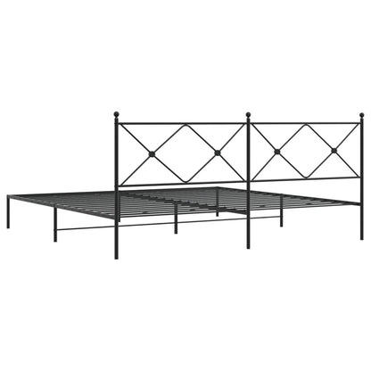Metal Bed Frame without Mattress with Headboard Black 200x200cm