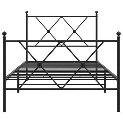 Metal Bed Frame without Mattress with Footboard Black 90x190cm