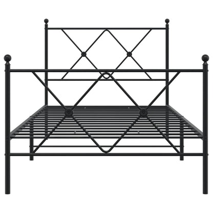 Metal Bed Frame without Mattress with Footboard Black 90x200cm