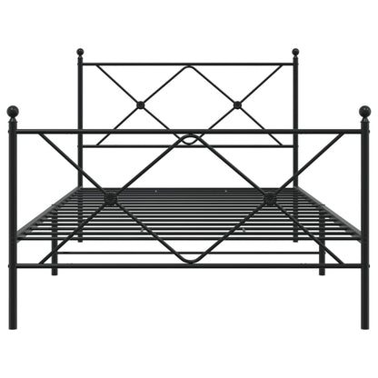 Metal Bed Frame without Mattress with Footboard Black 100x190cm