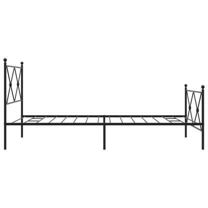 Metal Bed Frame without Mattress with Footboard Black 107x203cm