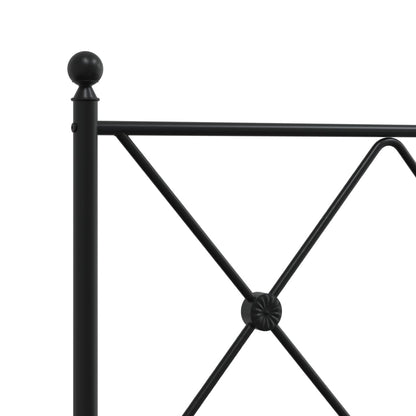 Metal Bed Frame without Mattress with Footboard Black 107x203cm