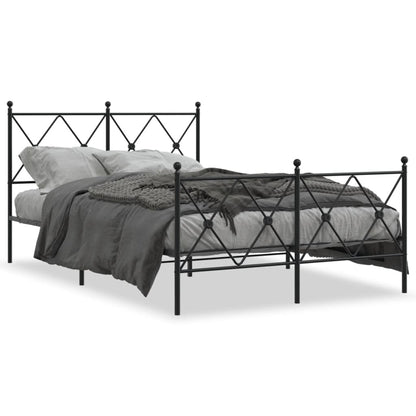 Metal Bed Frame without Mattress with Footboard Black 120x190cm