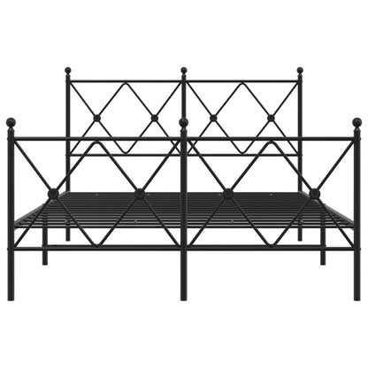 Metal Bed Frame without Mattress with Footboard Black 120x190cm