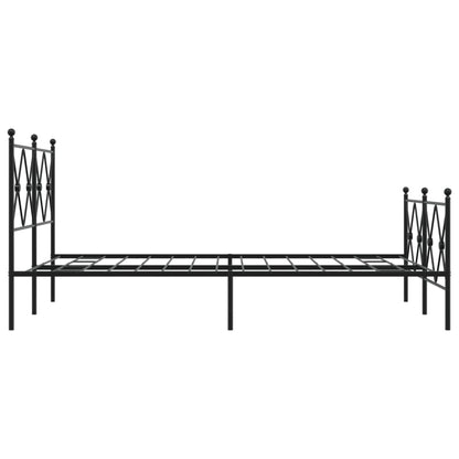 Metal Bed Frame without Mattress with Footboard Black 120x190cm