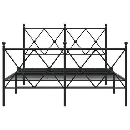 Metal Bed Frame without Mattress with Footboard Black 120x200cm