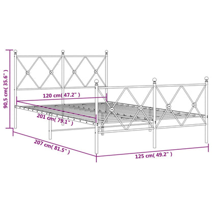 Metal Bed Frame without Mattress with Footboard Black 120x200cm