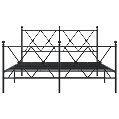 Metal Bed Frame without Mattress with Footboard Black 137x190cm