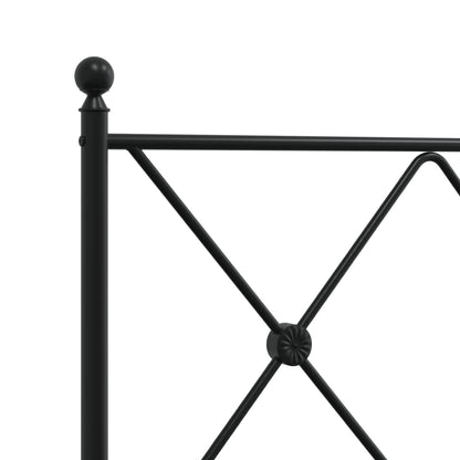 Metal Bed Frame without Mattress with Footboard Black 137x190cm
