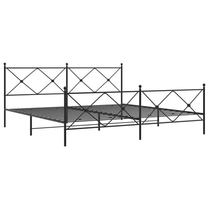 Metal Bed Frame without Mattress with Footboard Black 193x203cm
