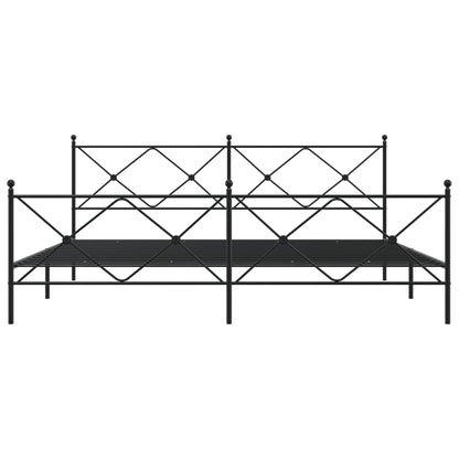 Metal Bed Frame without Mattress with Footboard Black 193x203cm