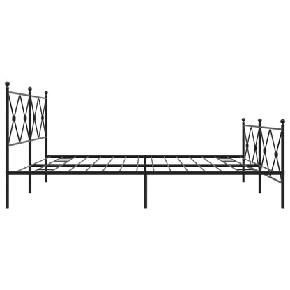 Metal Bed Frame without Mattress with Footboard Black 193x203cm
