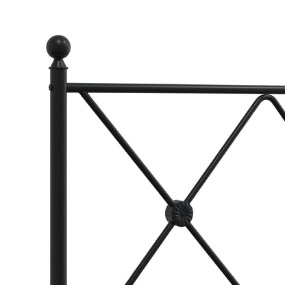 Metal Bed Frame without Mattress with Footboard Black 193x203cm
