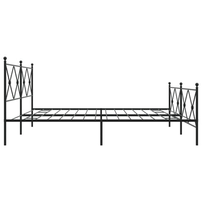 Metal Bed Frame without Mattress with Footboard Black 200x200cm