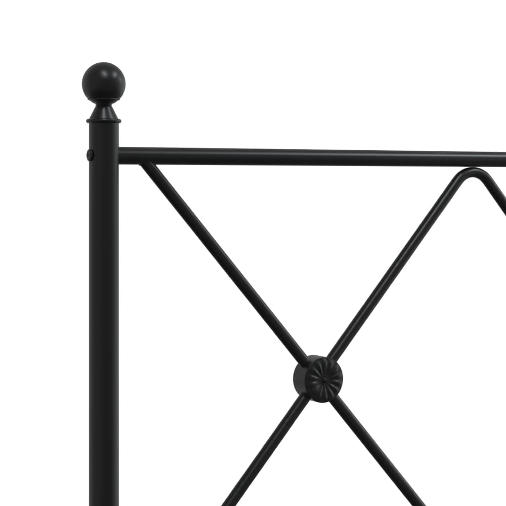 Metal Bed Frame without Mattress with Footboard Black 200x200cm