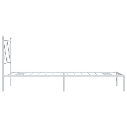 Metal Bed Frame without Mattress with Headboard White 75x190cm
