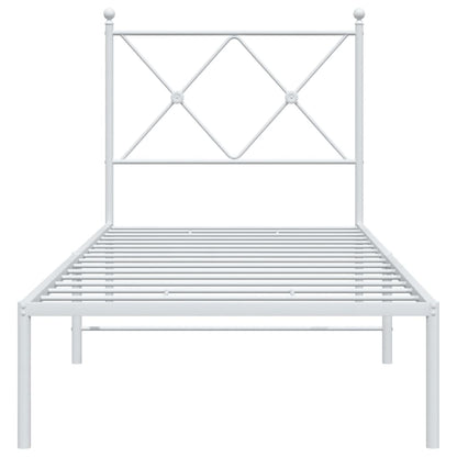 Metal Bed Frame without Mattress with Headboard White 80x200cm