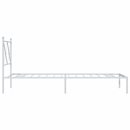 Metal Bed Frame without Mattress with Headboard White 80x200cm