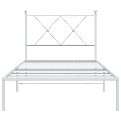 Metal Bed Frame without Mattress with Headboard White 90x200cm