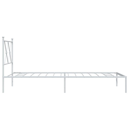 Metal Bed Frame without Mattress with Headboard White 90x200cm