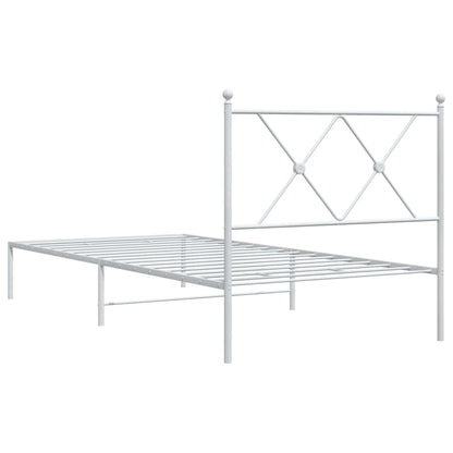 Metal Bed Frame without Mattress with Headboard White 90x200cm