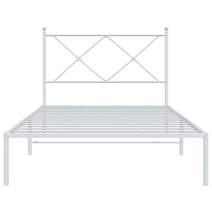 Metal Bed Frame without Mattress with Headboard White 100x190cm