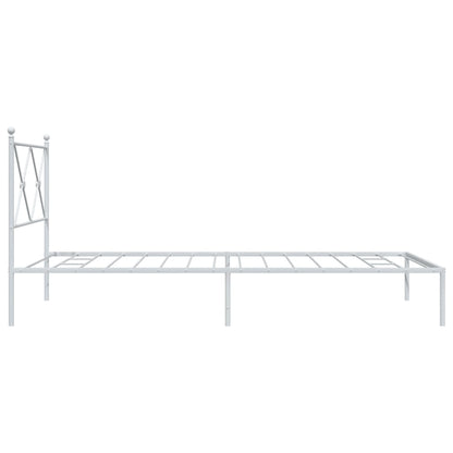 Metal Bed Frame without Mattress with Headboard White 100x190cm