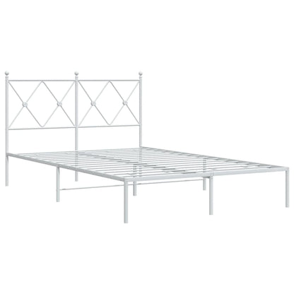Metal Bed Frame without Mattress with Headboard White 120x200cm