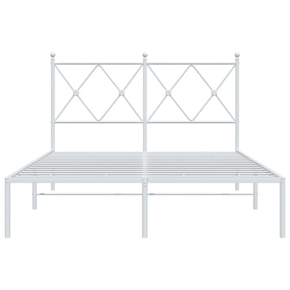 Metal Bed Frame without Mattress with Headboard White 120x200cm