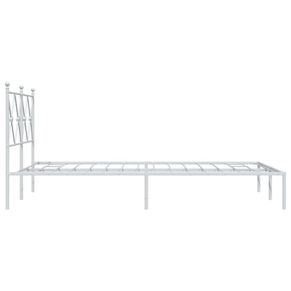 Metal Bed Frame without Mattress with Headboard White 120x200cm